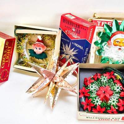 FOUR MID-CENTURY CHRISTMAS TREE TOPPERS: NOMA, NATIONAL TINSEL MANUFACTURING COMPANY