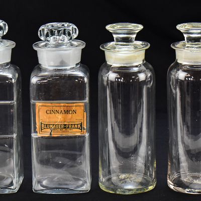 APOTHECARY JARS WITH GROUND GLASS STOPPERS