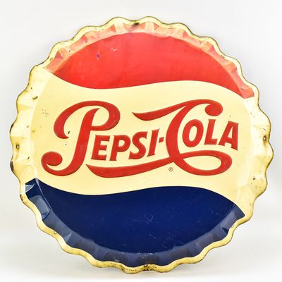 PEPSI COLA METAL BOTTLE CAP SIGN