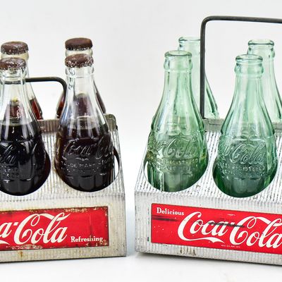 PAIR OF COCA-COLA ALUMINUM 6-PACK CARRIER WITH BOTTLES