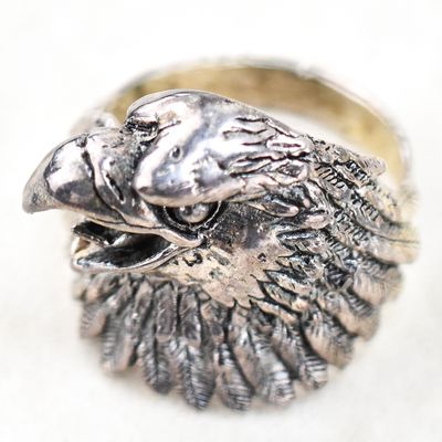 G&S JEWELRY STERLING SILVER EAGLE RING; MEN'S SIZE 14