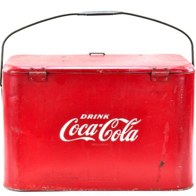 PROGRESS REFRIGERATOR COMPANY RED METAL COCA-COLA COOLER BOX