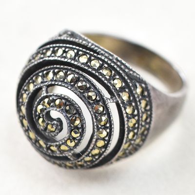 STERLING SILVER MARCASITE SPIRAL RING