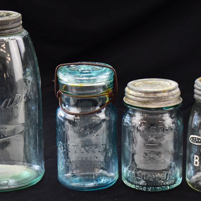 FRUIT CANNING JAR ASSORTMENT: SYDENHAM GLASS COMPANY, MISSION BELL, MASON'S