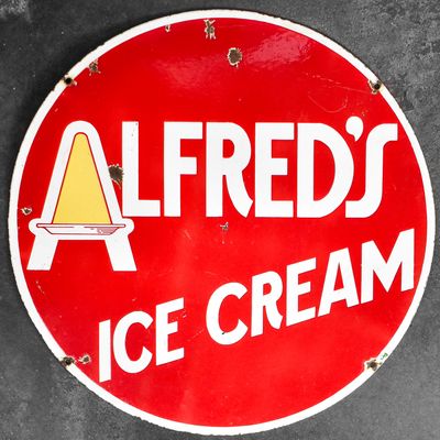 ALFRED’S ICE CREAM ADVERTISEMENT SIGN