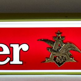 4' BUDWEISER "COLD BEER" LIGHT-UP BAR SIGN