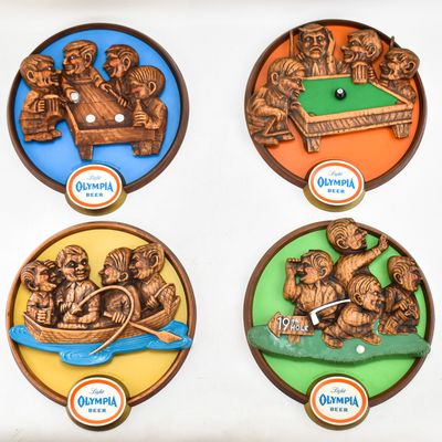 FOUR OLYMPIA LIGHT BEER 3D WALL PLAQUES