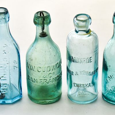 CALIFORNIA GLASS BOTTLE ASSORTMENT: EUREKA, SAN FRANCISCO, OAKLAND