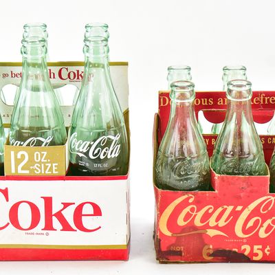 PAIR OF COCA-COLA CARDBOARD 6-PACK CARRIERS WITH BOTTLES