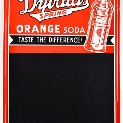 DRINK DYBALA'S SPRING ORANGE SODA TIN CHALKBOARD MEANU SIGN