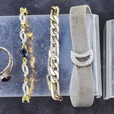 STERLING SILVER BRACELET AND RING ASSORTMENT