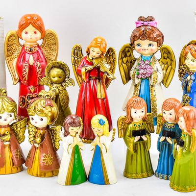 PAPER MACHE CHRISTMAS ANGEL FIGURINES COLLECTION