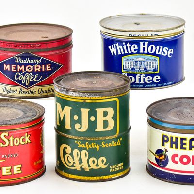 COLLECTION OF COFFEE TINS: PHEASANT COFFEE, WADHAM'S, WHITE HOUSE, AND MORE