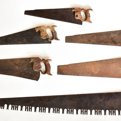 ASSORTMENT OF 6 HAND SAWS: H. DISSTON & SONS, G.H. BISHOP & CO