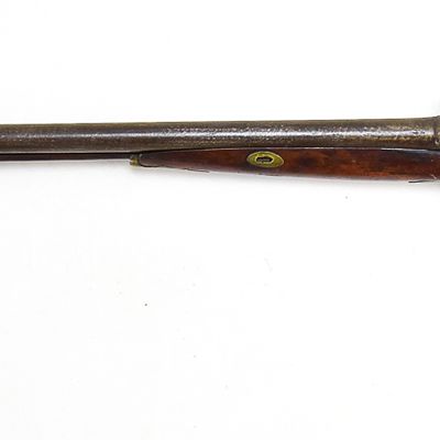 FOLK-ART CARVED BELGIAN SIDE-BY-SIDE PERCUSSION SHOTGUN