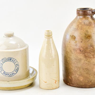 TRIO OF STONWARE LIQUID CONTAINERS
