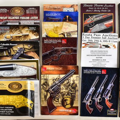 APPROX. 23 FIREARM AUCTION CATALOGS: POULIN, HERITAGE, LITTLE JOHN'S, GREG MARTIN AUCTIONS