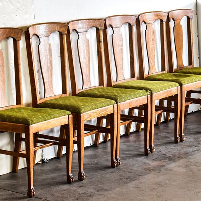 SIX WISCONSIN CHAIR COMPANY CLAWFOOT DINING CHAIRS