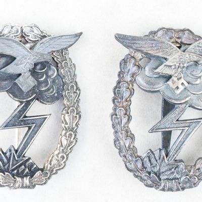 TWO WWII GERMAN LUFTWAFFE GROUND ASSAULT BADGES
