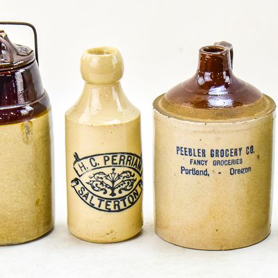 STONEWARE CROCKS, JUG & COMMEMORATIVE CERAMIC VESSELS; PORTLAND, OREGON