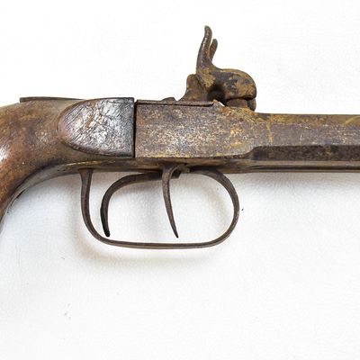 BELGIAN BOXLOCK DOUBLE-BARREL CAP AND BALL PERCUSSION PISTOL, MID-19TH CENTURY