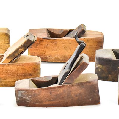 ASSORTMENT OF SEVEN ANTIQUE WOODEN HAND PLANES: GREENFIELD TOOL CO., J. CLARKE