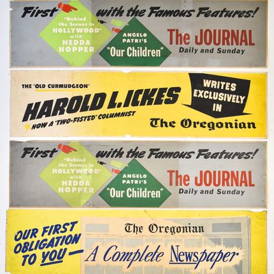 FOUR ASSORTED ADVERTISING WNDOW SIGNS THE OREGONIAN & MORE