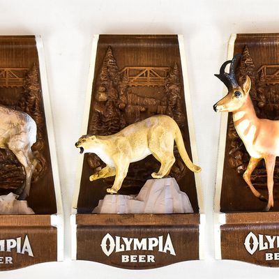 5 OLYMPIA BEER "WILDLIFE SERIES" 3D BAR SIGNS
