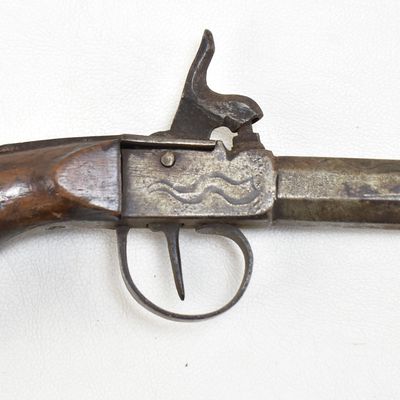 BELGIAN BOXLOCK CAP AND BALL PERCUSSION PISTOL, MID-19TH CENTURY