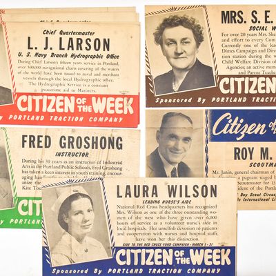 11 CITIZEN OF THE WEEK BANNERS BY THE RAY CARR ORGANIZATION, C. 1946