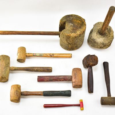 ASSORTMENT OF WOODEN MALLETS & STANLEY NO. 592 HAMMER