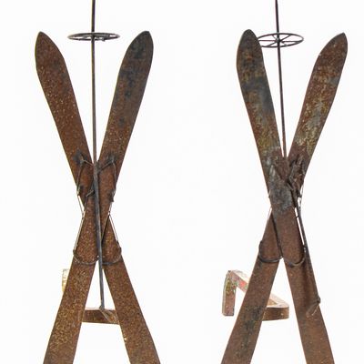 SKI THEMED FIREPLACE ANDIRONS