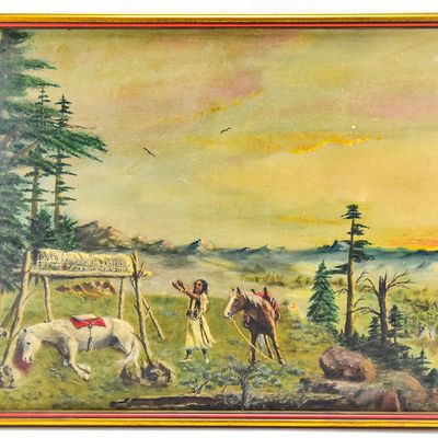 "NATIVE AMERICAN BURIAL GRAVESITE" SALISH OIL PAINTING BY JENNANIE DAVIS