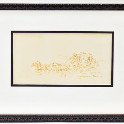 MARJORIE JANE REED 'BUTTERFIELD OVERLAND STAGE COACH' INK SKETCH