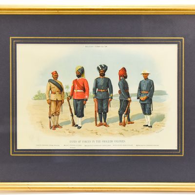 RICHARD SIMKINS "TYPES OF FORCES IN THE SMALLER COLONIES" LITHOGRAPH