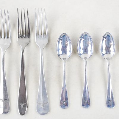 GERMAN WWII LUFTWAFFE DINNER FORKS & DEMITASSE SPOONS