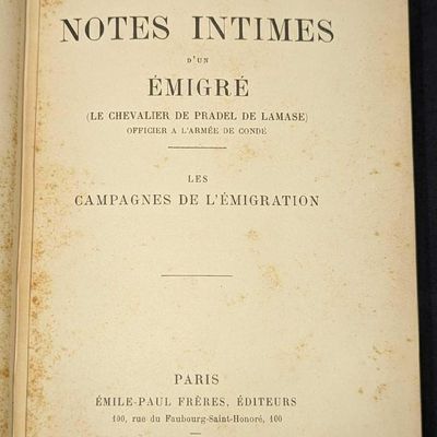 Sale Photo Thumbnail #258: 1913 Notes Intimes D'un Emigre Hardcover Book