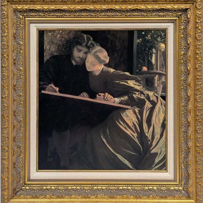 Sale Photo Thumbnail #213: Large After Frederic Leighton Painter's Honeymoon Varnished Framed Print R100