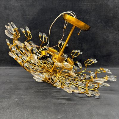 Brielle Modern Semi Flush Mount Ceiling Light Fixture Brass and Crystal