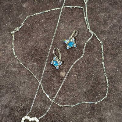 Sale Photo Thumbnail #172: 2 Silver Plated Necklaces And One Clip On Earring
