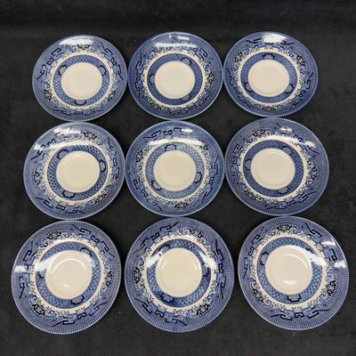 Sale Photo Thumbnail #441: Fine English Tableware Churchill Blue Plate Set Staffordshire England Lot of Nine
