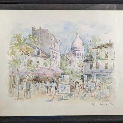 Sale Photo Thumbnail #385: Framed Gu Gongdu Paris Du Tertre Print
