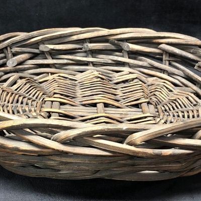 Sale Photo Thumbnail #202: Vintage Woven Wicker Basket with Wooden Handles