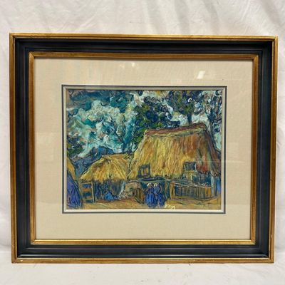 Sale Photo Thumbnail #330: Framed Pastel Drawing Nostalgia Marked on the Back Artist Signed