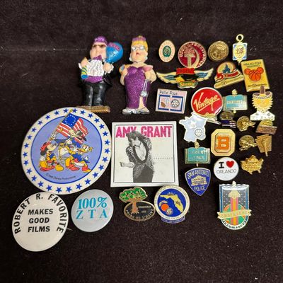 Sale Photo Thumbnail #421: Mixed Lot of Vintage Pins Badges Buttons Disney Music Travel