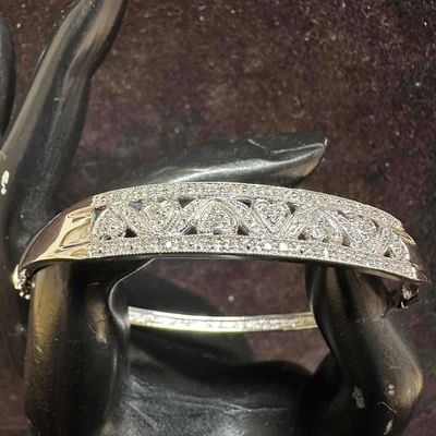 Sale Photo Thumbnail #488: Accent Diamonds Heart Shaped 10K White Gold Hinged Bracelet