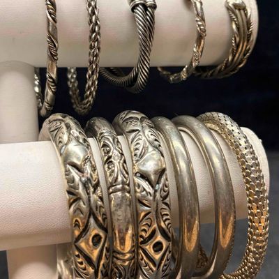 Sale Photo Thumbnail #342: 11pc Silver Tone Celestine Argent Costume Jewelry Bracelet Collection