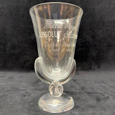 Sale Photo Thumbnail #122: Michel Roux Absolut Statehood Buffalo NY Engraved Art Glass Goblet
