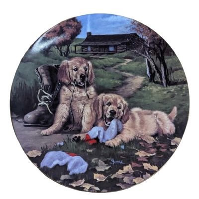 Sale Photo Thumbnail #242: Linda Budge Boot Bandits Golden Puppy Plate