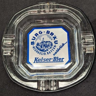 Sale Photo Thumbnail #291: Vintage Glass Burg Brau Kaiser Bier Ashtray